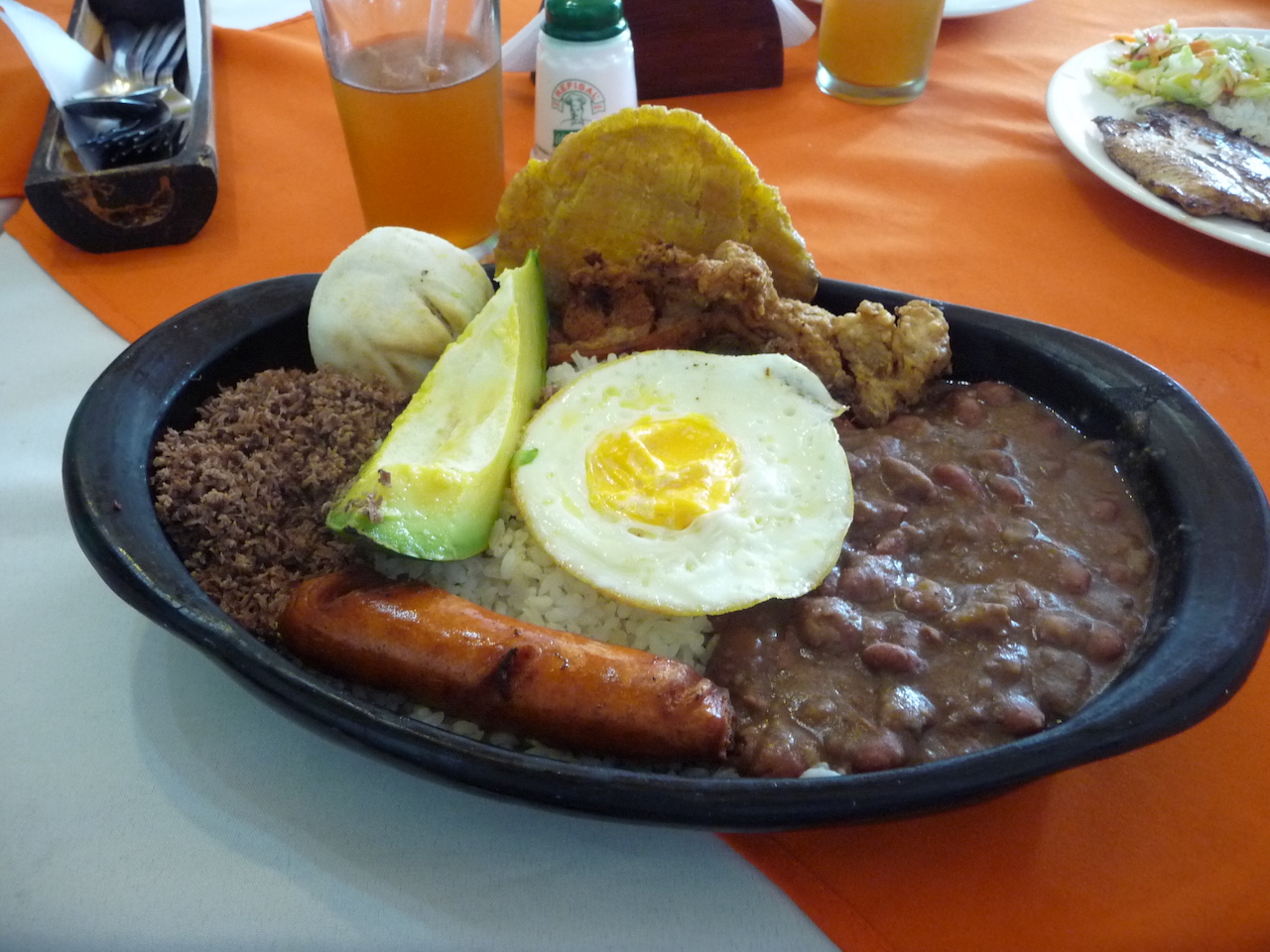 Traditional Colombian food dish called Bandeja Paisa